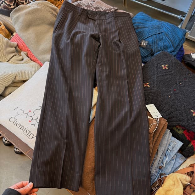 90S 휴고 보스 스트라이프 원턱 팬츠 아인슈타인/시그마 라인