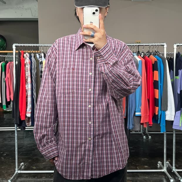 IZOD 오버사이즈 체크 셔츠