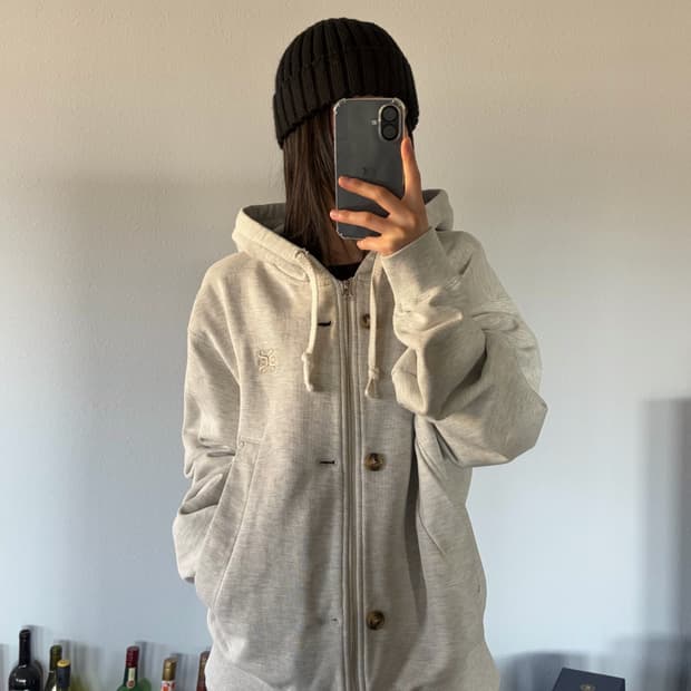 [M]세터 테오 코튼 올 데이 후드 집업 멜란지 아이보리