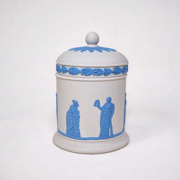 [영국엔틱] 웨지우드 제스퍼웨어 도자기 원통형자 티캐디_ 화이트