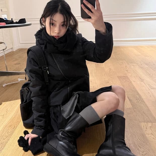 우화 퍼 후디 패딩