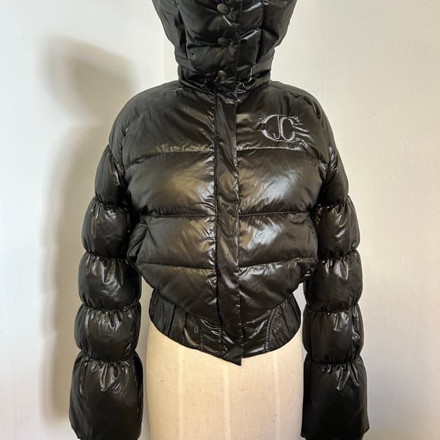 L026 저스트 카발리 하이넥 글로시 크롭 패딩