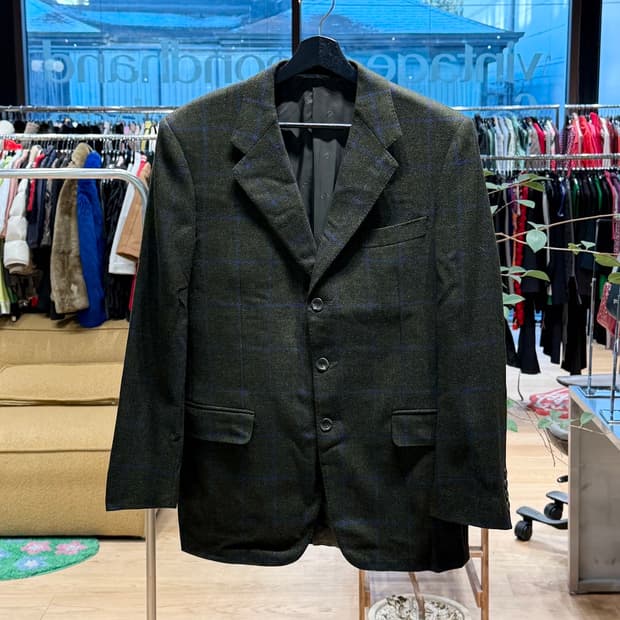 크리스찬 디올 부티크 카키 체크 3b 블레이저 자켓 