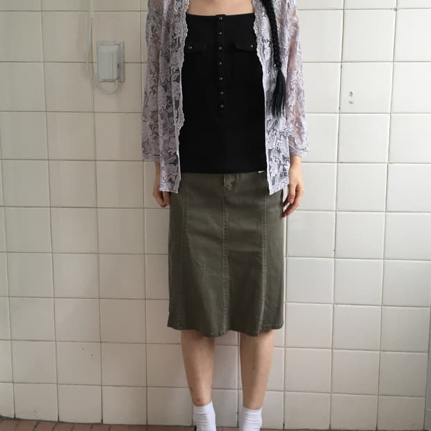 Lace see through open cardigan