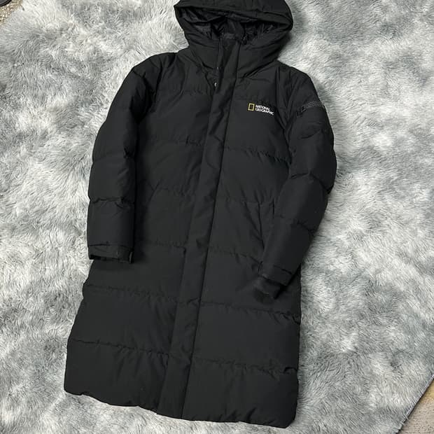 내셔널지오그래픽 다운 블랙 롱패딩 s