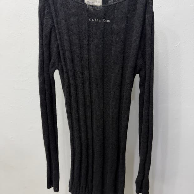 정품) 마뗑킴 로고 롱니트 블랙 F