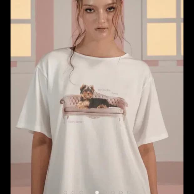 새상품) 쓰리타임즈 리본 요키 티 S ribbon yorkie tee