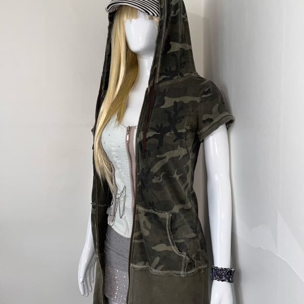 y2k military hoodie 빈티지 카모 밀리터리 후드집업