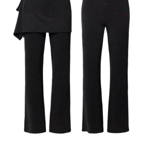 [SET] 버튼 레이어드 스커트 팬츠 차콜