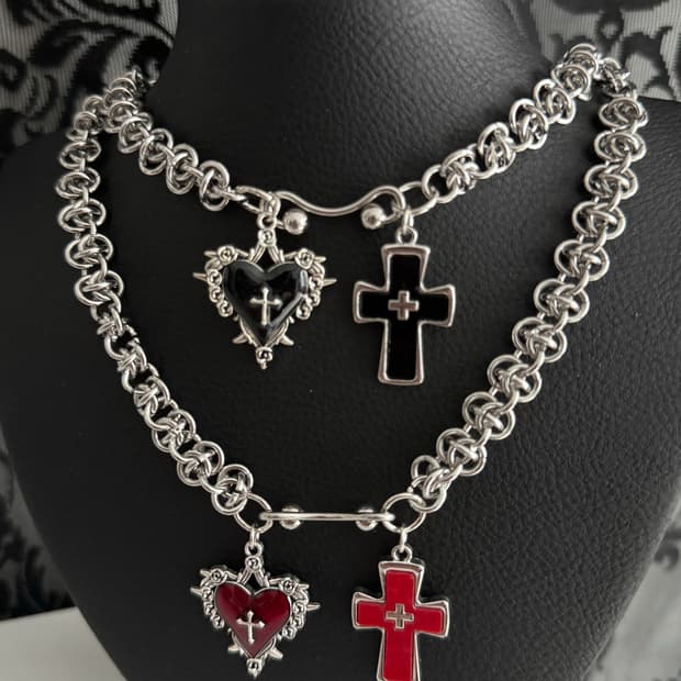 사랑애 십자가 트라이벌 피어싱 펑크 갸루 목걸이 