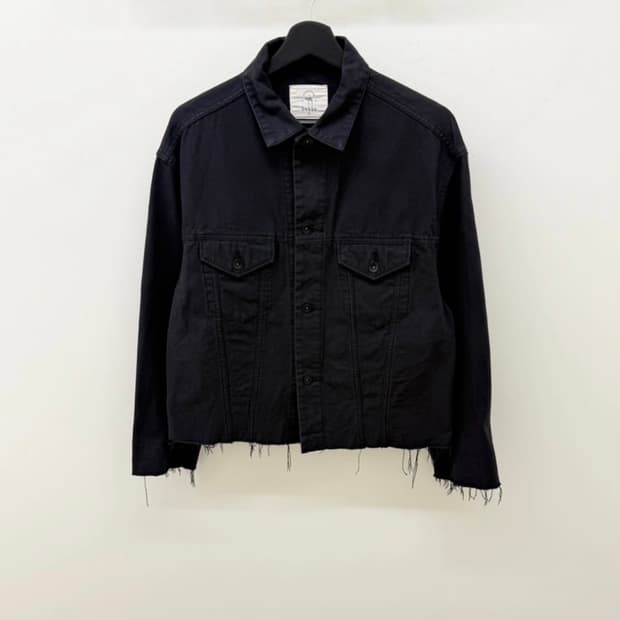 부후토 컷 오프 블랙 데님 자켓