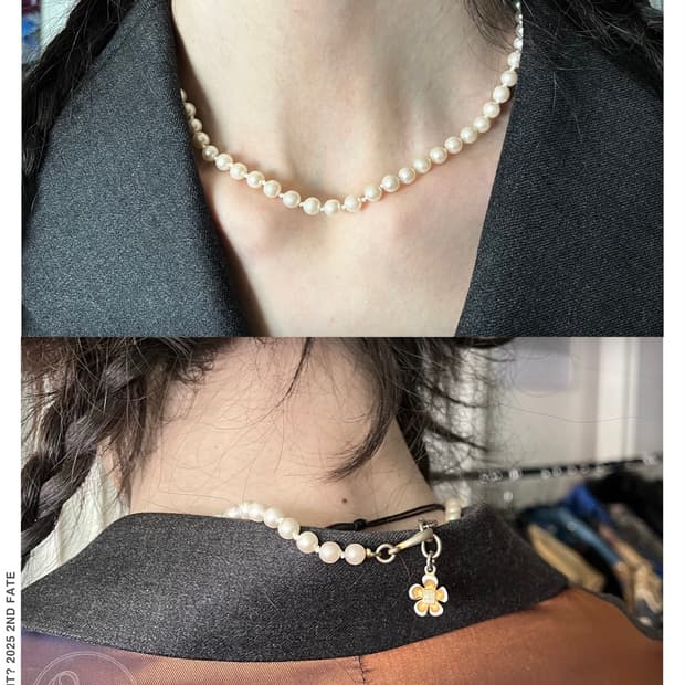 Old GIVENCHY Floral Hook Pearl Necklace