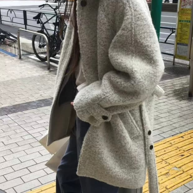 런던플랏 브루클린 울알파카 부클 하프코트