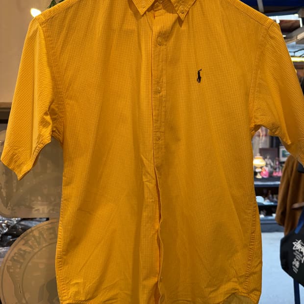 폴로 랄프로렌 네이비포니 옐로우 체크 반팔셔츠