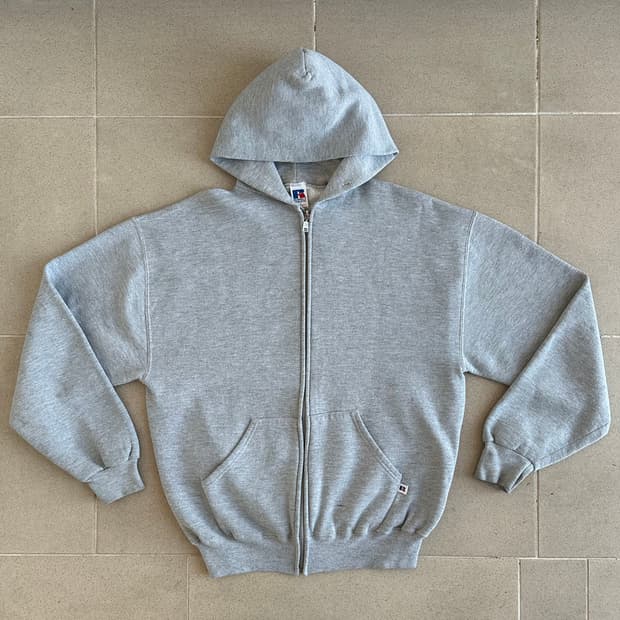 90s 빈티지 러셀 후드집업 그레이 L