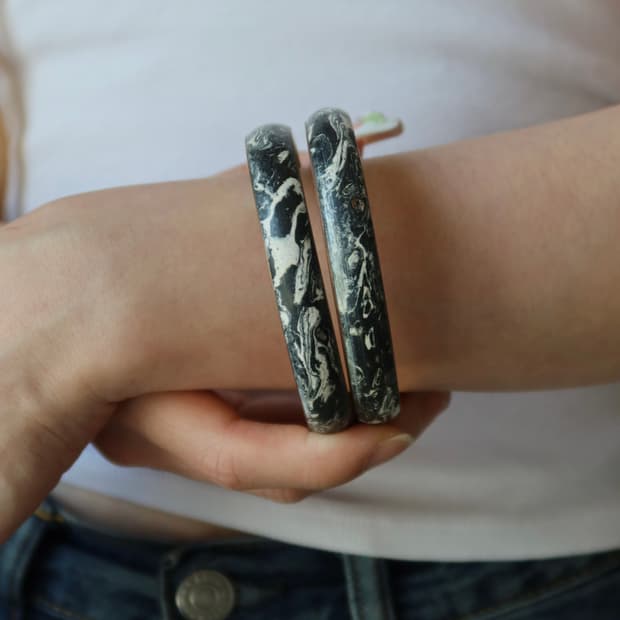 black marble bangle set