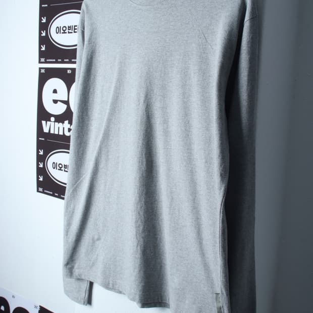 (L-XL) 뉴치프시크 긴팔티셔츠 그레이 무지 올드스쿨-H32279