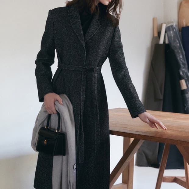 (택o) 시에 sie 셀레스트 클래식 코트 M사이즈 블랙믹스 (스탠다드)