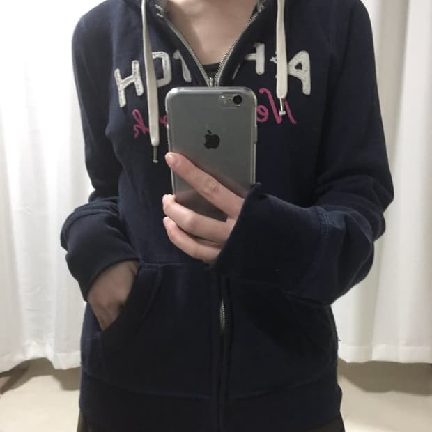 아베크롬비 네이비 핑크 후드집업