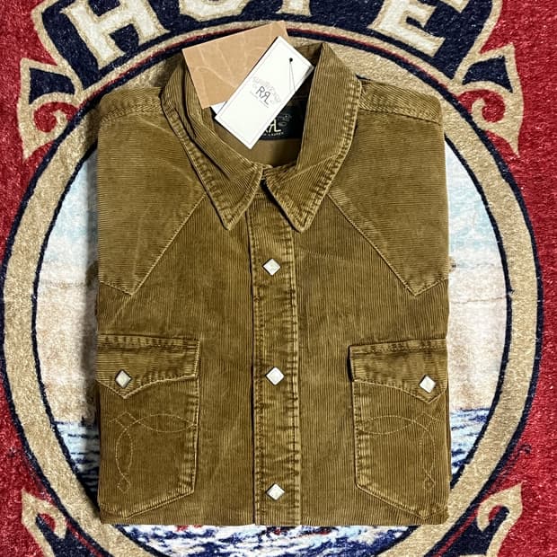 RRL 코듀로이 웨스턴 셔츠