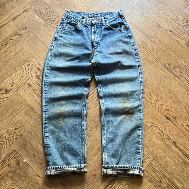 [30]칼하트 USA 체크 라이닝 빈티지 워싱 워크 데님 팬츠