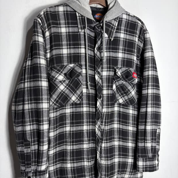 디키즈 후드 레이어드 체크 셔츠 자켓