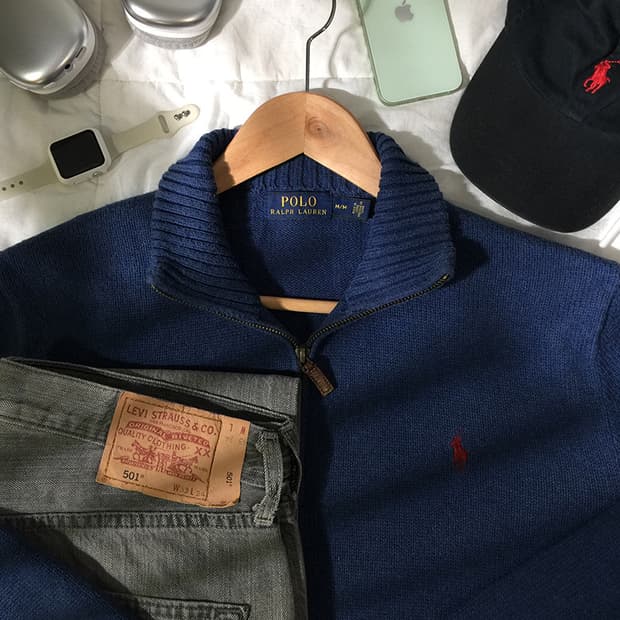 (MAN) 폴로랄프로렌 반집업 니트 스웨터 M