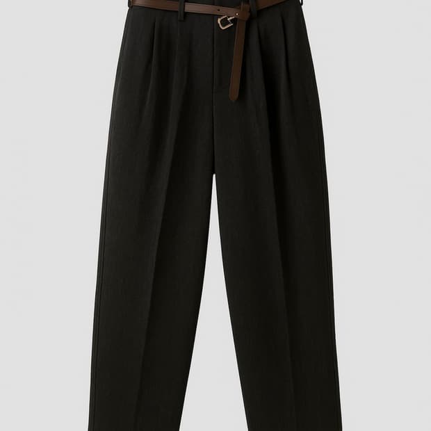[새상품] 25FW 렉토 퀸시 울 벨티드 벨트 팬츠 블랙