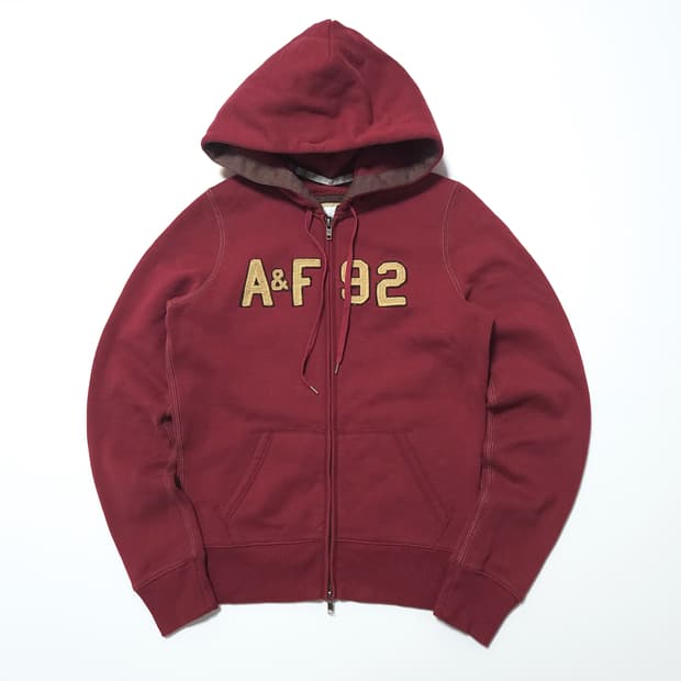 아베크롬비 00s 올드스쿨 후드집업 버건디