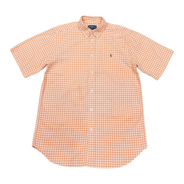 폴로 랄프로렌 포니 체크 반팔 셔츠 남방 오렌지 XL