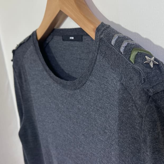 시스템옴므 밀리터리 견장 니트 100/그레이