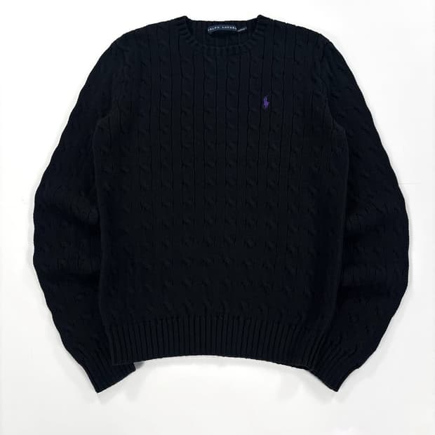  폴로 랄프로렌 블랙 여성 꽈배기 니트