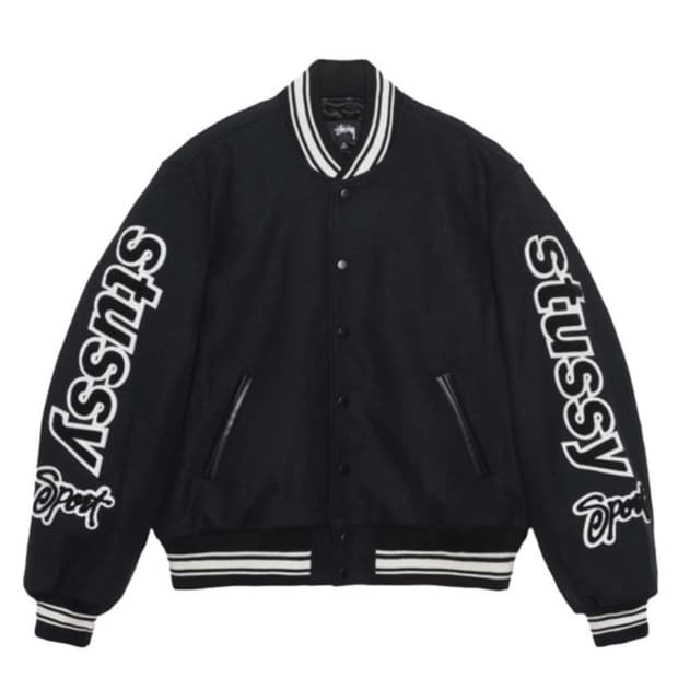 스투시 컴피티션 바시티 자켓 블랙 L