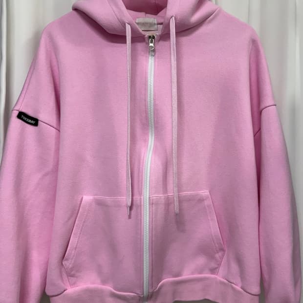 킴즈서울 핑크색 오버핏 후드 집업