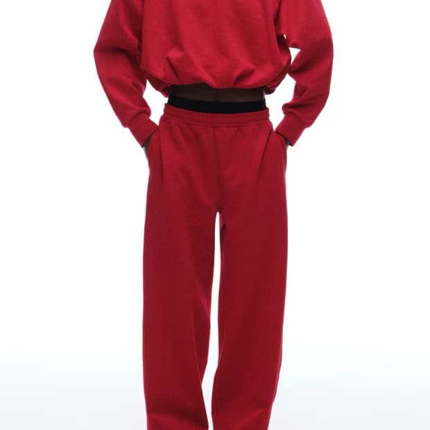 H&M] 디자인 와이드 조거 팬츠 - Red
