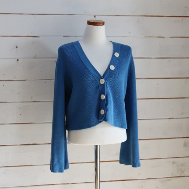 Ray BEAMS 골지 크롭 가디건 (여성용)