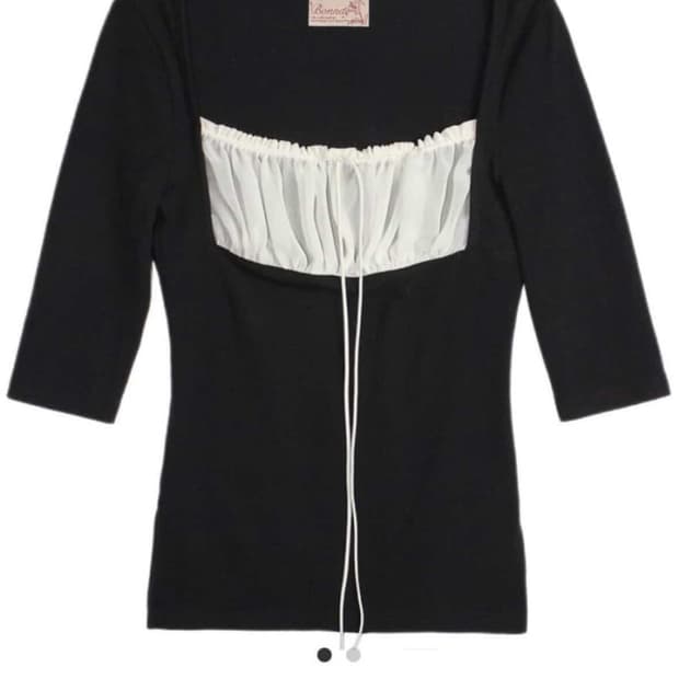 본네 로즈 셔링 탑 블랙