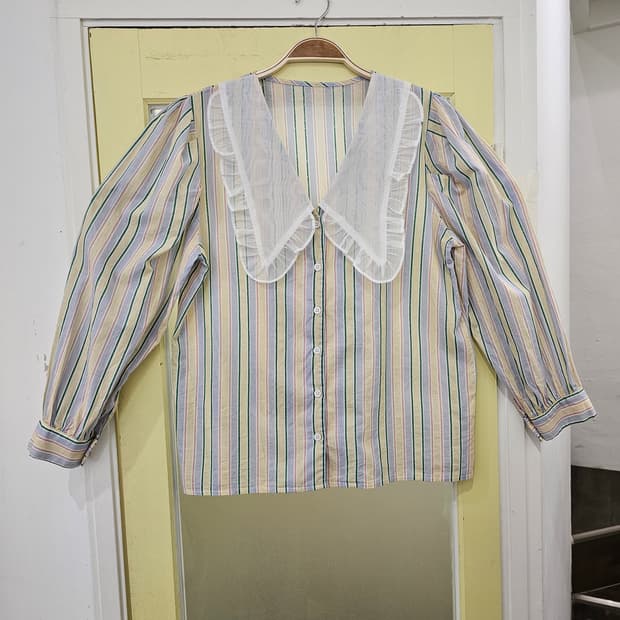 Japan 빅카라 스트라이프 셔츠 블라우스