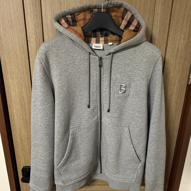 버버리 B로고 후드집업 그레이 L
