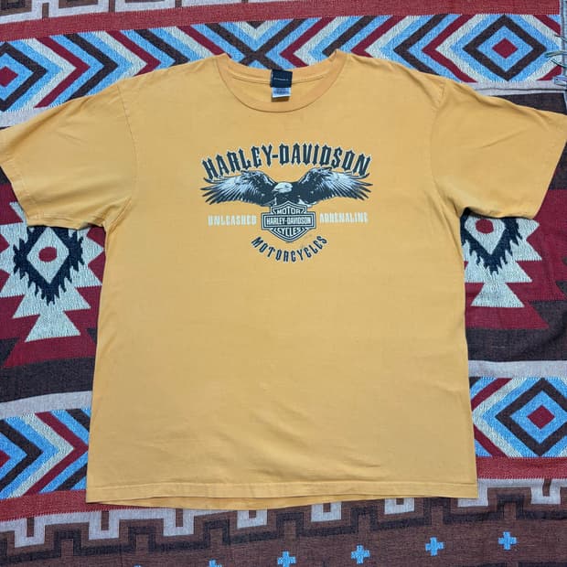 2XL) 할리데이비슨 MADE IN USA 2007 반팔 티셔츠 노랑