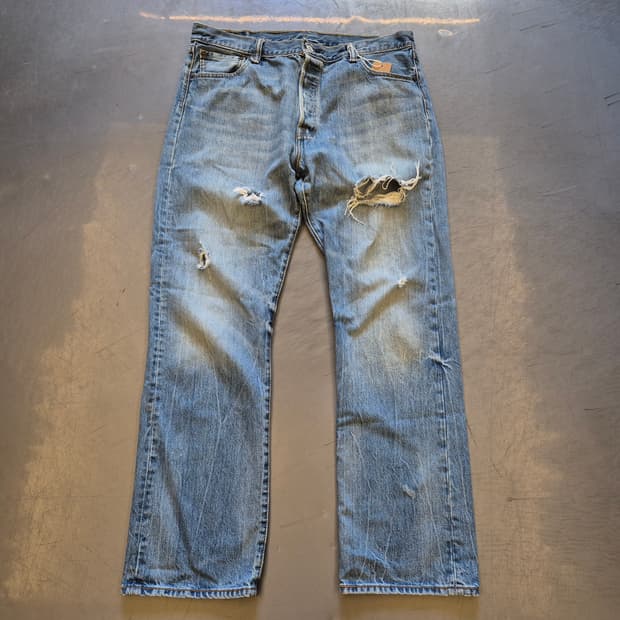 리바이스 501 하드 디스트레스드 팬츠