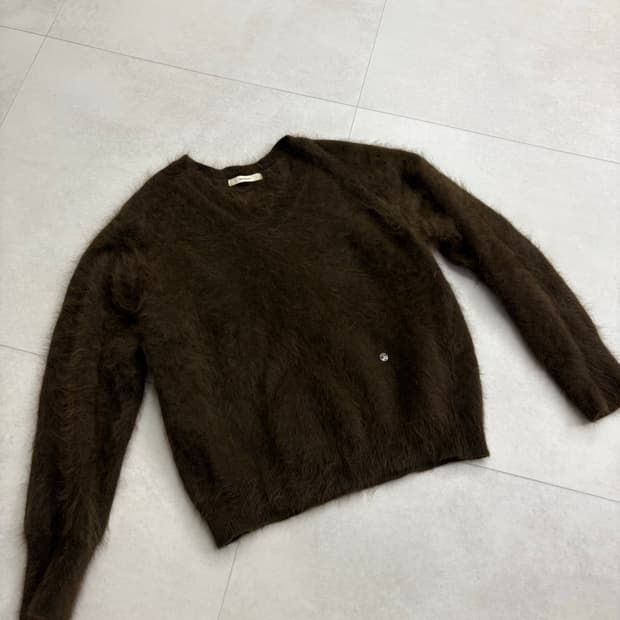 M)문선 모헤어 브이넥니트