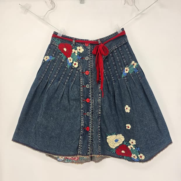 MARC JACOBS 빈티지 플라워 자수 데님 스커트