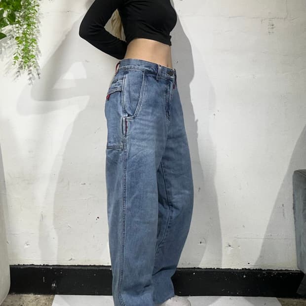 일본 빈티지 연청 C&J 카펜터 워크 데님 팬츠 자수 청바지 