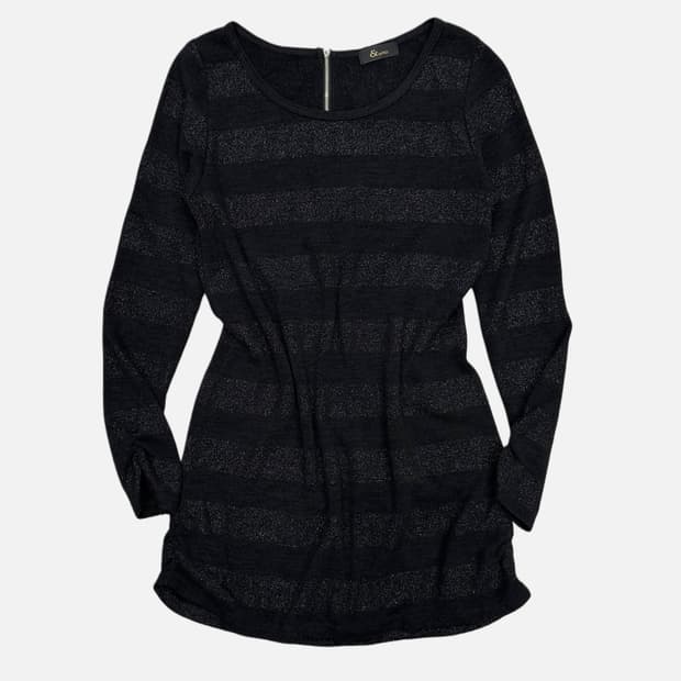 stripe shirring long knit dress