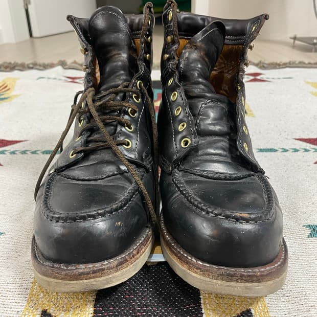 RRL 블랙 레더 워크 부츠(9)