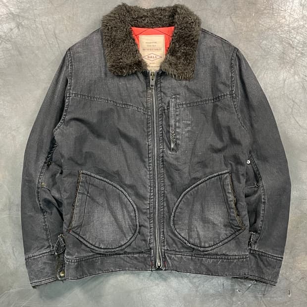 Ball 퍼 카라 데님 퀼팅 자켓