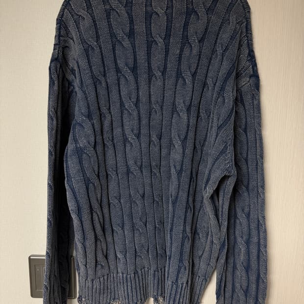 빈티지 워싱 데미지 케이블 니트