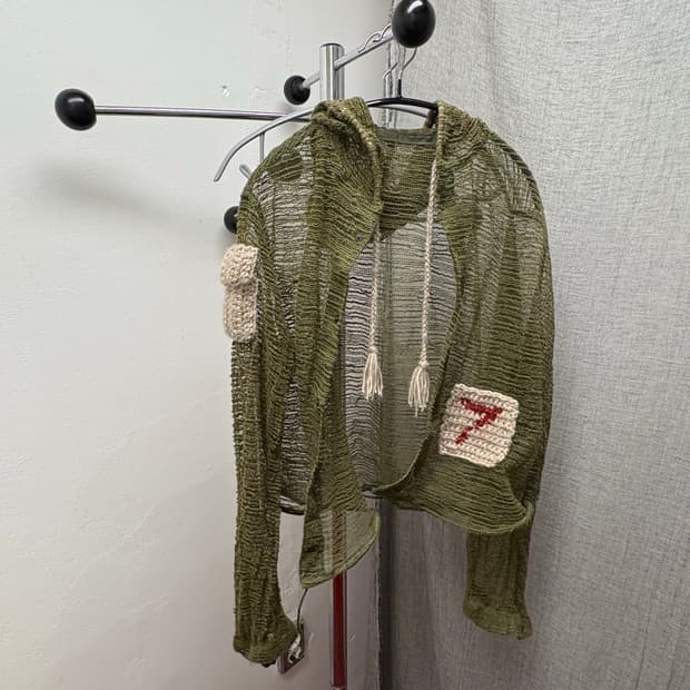 빈티지 네트 스냅 가디건