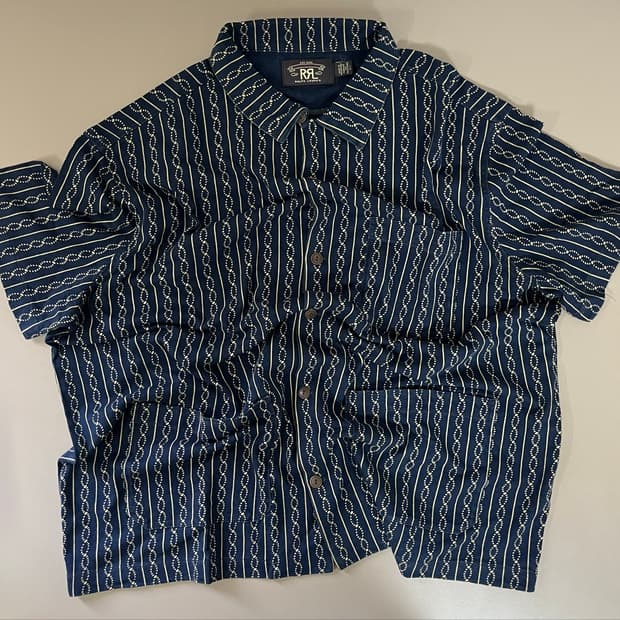 RRL 인디고 프린트 캠프 셔츠
